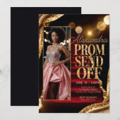 Bewerkbare Sparkling Gold Prom Verstuur DIY-foto Kaart (Voorkant / Achterkant)