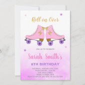 Bewerkbare Sparkly Roller Schaats Party Uitnodigen Kaart (Voorkant)