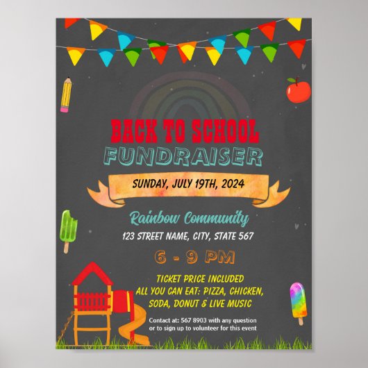 Bewerkbare speeltuin terug naar school flyer poster (Voorkant)