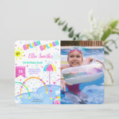 Bewerkbare Splash Pad Verjaardagsfoto Uitnodiging (Staand voorkant)