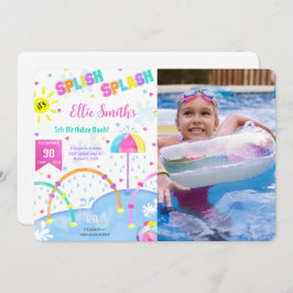 Bewerkbare Splash Pad Verjaardagsfoto Uitnodiging