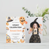 Bewerkbare Spooky Party Kaart (Staand voorkant)