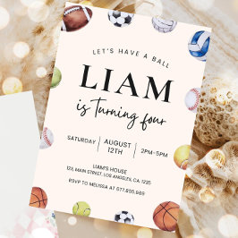 Bewerkbare sport thema verjaardag uitnodiging, man kaart