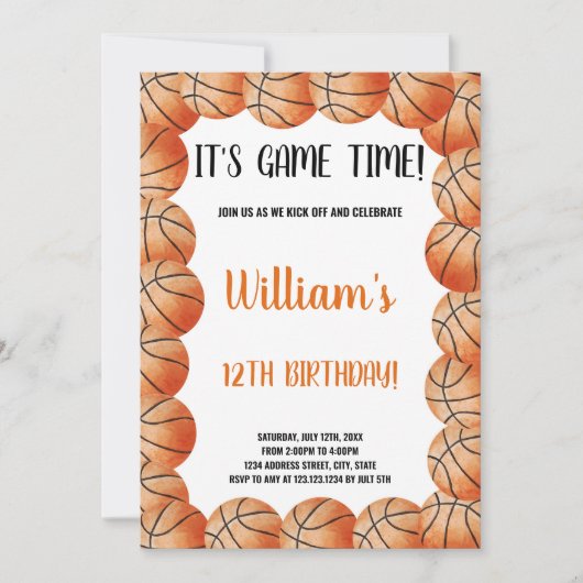 Bewerkbare sportparty Kaart voor kinderen (Voorkant)