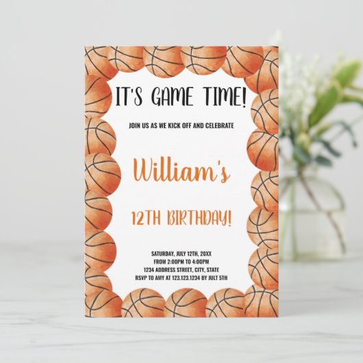 Bewerkbare sportparty Kaart voor kinderen (Staand voorkant)