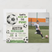 Bewerkbare sportparty-uitnodiging voor jongens en kaart (Voorkant)