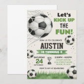 Bewerkbare sportparty-uitnodiging voor jongens en  kaart (Voorkant / Achterkant)