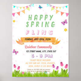 Bewerkbare Spring Fling school flyer Poster