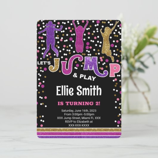 Bewerkbare sprong uitnodiging (Staand voorkant)