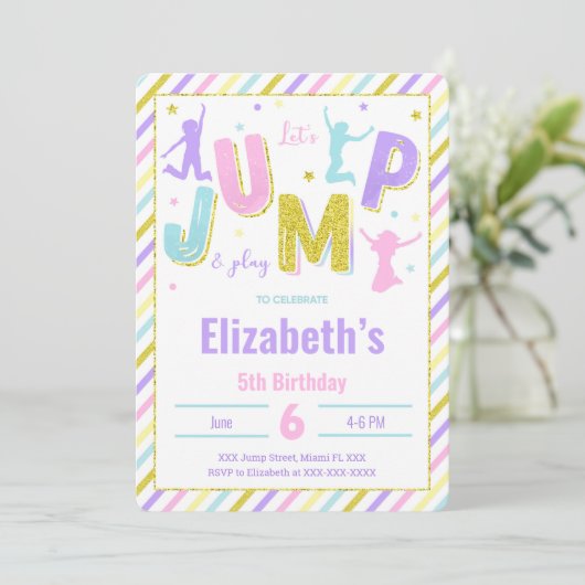 Bewerkbare sprong uitnodiging (Staand voorkant)