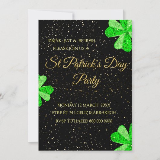 Bewerkbare St. Patrick's Day-feestuitnodiging, Tem Kaart (Voorkant)