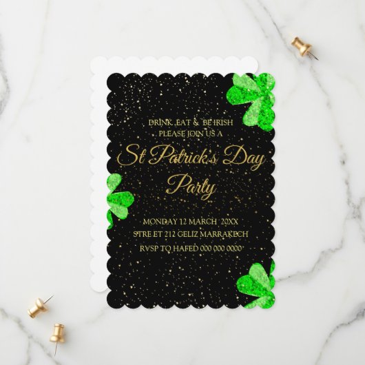 Bewerkbare St. Patrick's Day-feestuitnodiging, Tem Save The Date (Voorkant / Achterkant in situ)