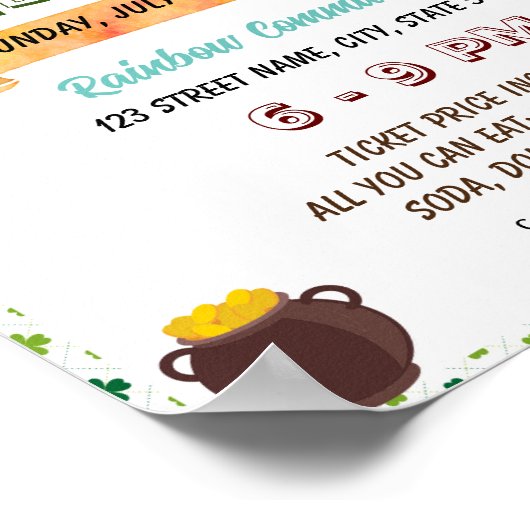 Bewerkbare St Pattrick's day potluck flyer Poster (Hoek)