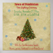 Bewerkbare stadboom verlichting ceremonie poster (Voorkant)