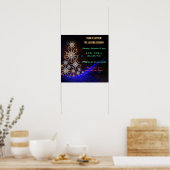 Bewerkbare stadboom verlichting viering poster (Keuken)