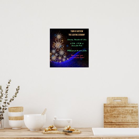 Bewerkbare stadboom verlichting viering poster (Keuken)