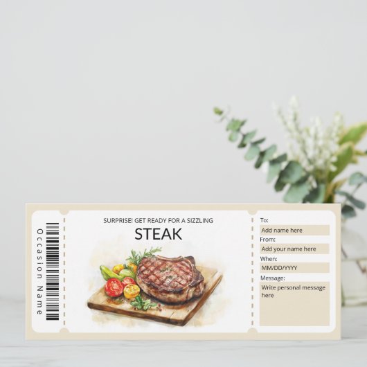 Bewerkbare Steak Gift Voucher Sjabloon Kaart (Staand voorkant)