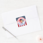 Bewerkbare "Stem" voor Class President met America Vierkante Sticker (Envelop)