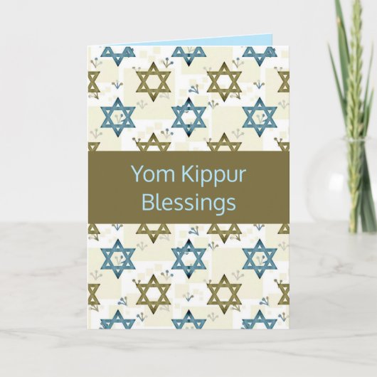 Bewerkbare ster van David Yom Kippur Blessings Kaa Kaart (Voorkant)