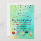 Bewerkbare sterren en cocktails Uitnodiging voor v (Voorkant)