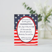 Bewerkbare sterren en strepen 4 juli uitnodiging briefkaart (Staand voorkant)