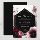 Bewerkbare stijlvolle Bourgondische bruiloft Save The Date (Voorkant / Achterkant)