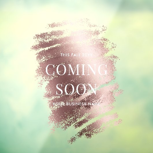 Bewerkbare stijlvolle bronzen bedrijf coming soon raamsticker (Vel 3)