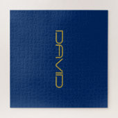 Bewerkbare stijlvolle tekst | Goud & Marine Blauw Legpuzzel (Horizontaal)