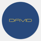 Bewerkbare stijlvolle tekst | Goud & Marine Blauw Ronde Sticker (Voorkant)