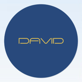 Bewerkbare stijlvolle tekst | Goud & Marine Blauw Ronde Sticker