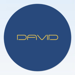 Bewerkbare stijlvolle tekst   Goud & Marine Blauw Ronde Sticker