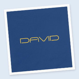 Bewerkbare stijlvolle tekst | Goud & Marine Blauw Servet