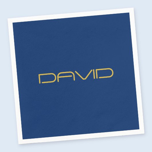 Bewerkbare stijlvolle tekst | Goud & Marine Blauw Servet