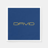 Bewerkbare stijlvolle tekst | Goud & Marine Blauw Servet (Voorkant)