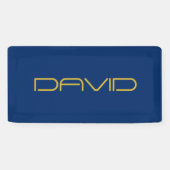 Bewerkbare stijlvolle tekst | Goud & Marine Blauw Spandoek (Horizontaal)