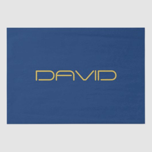 Bewerkbare stijlvolle tekst | Goud & Marine Blauw Tissuepapier (Voorkant)