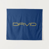 Bewerkbare stijlvolle tekst | Goud & Marine Blauw Wandkleed (Voorkant (horizontaal))