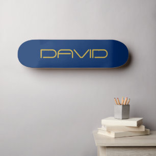 Bewerkbare stijlvolle tekst Goud & Marineblauw Persoonlijk Skateboard