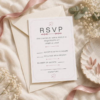 Bewerkbare Stof Roze Minimaal RSVP Kaart