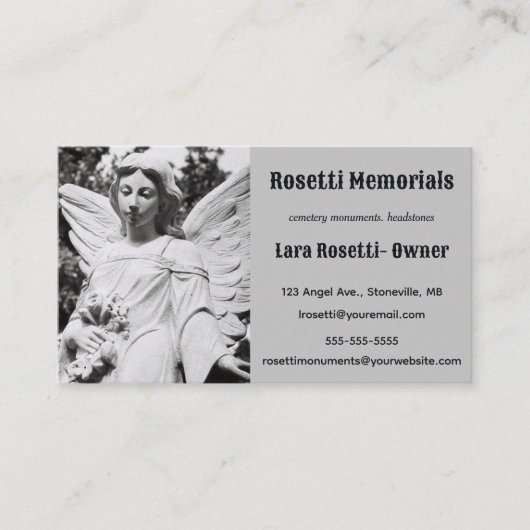 Bewerkbare Stone Angel Monumenten en grafstenen Visitekaartje (Voorkant)