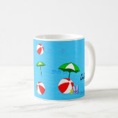 Bewerkbare strandbal zwembad parasol koffiemok (Voorkant rechts)