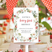 Bewerkbare Strawberry 1e verjaardagsfeest uitnodig Kaart