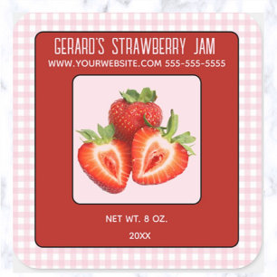 Bewerkbare Strawberry Jam Square Sticker
