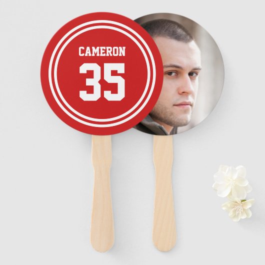 Bewerkbare strepen en achtergrond kleur Sportieve  Handwaaier (Voorkant en achterkant)