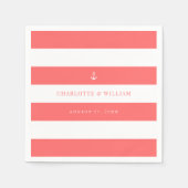 Bewerkbare strepen kleur anker nautische bruiloft servet (Voorkant)