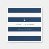 Bewerkbare strepen kleur anker nautische bruiloft servet (Voorkant)