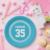 Bewerkbare stripes en achtergrondkleurensorf papieren bordje (Feest)