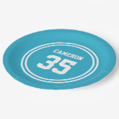 Bewerkbare stripes en achtergrondkleurensorf papieren bordje (Gekanteld)