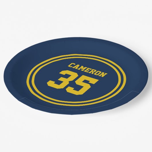 Bewerkbare stripes en achtergrondkleurensorf papieren bordje (Gekanteld)