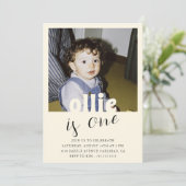 Bewerkbare Style Boy Eerste Verjaardag Foto Kaart (Staand voorkant)